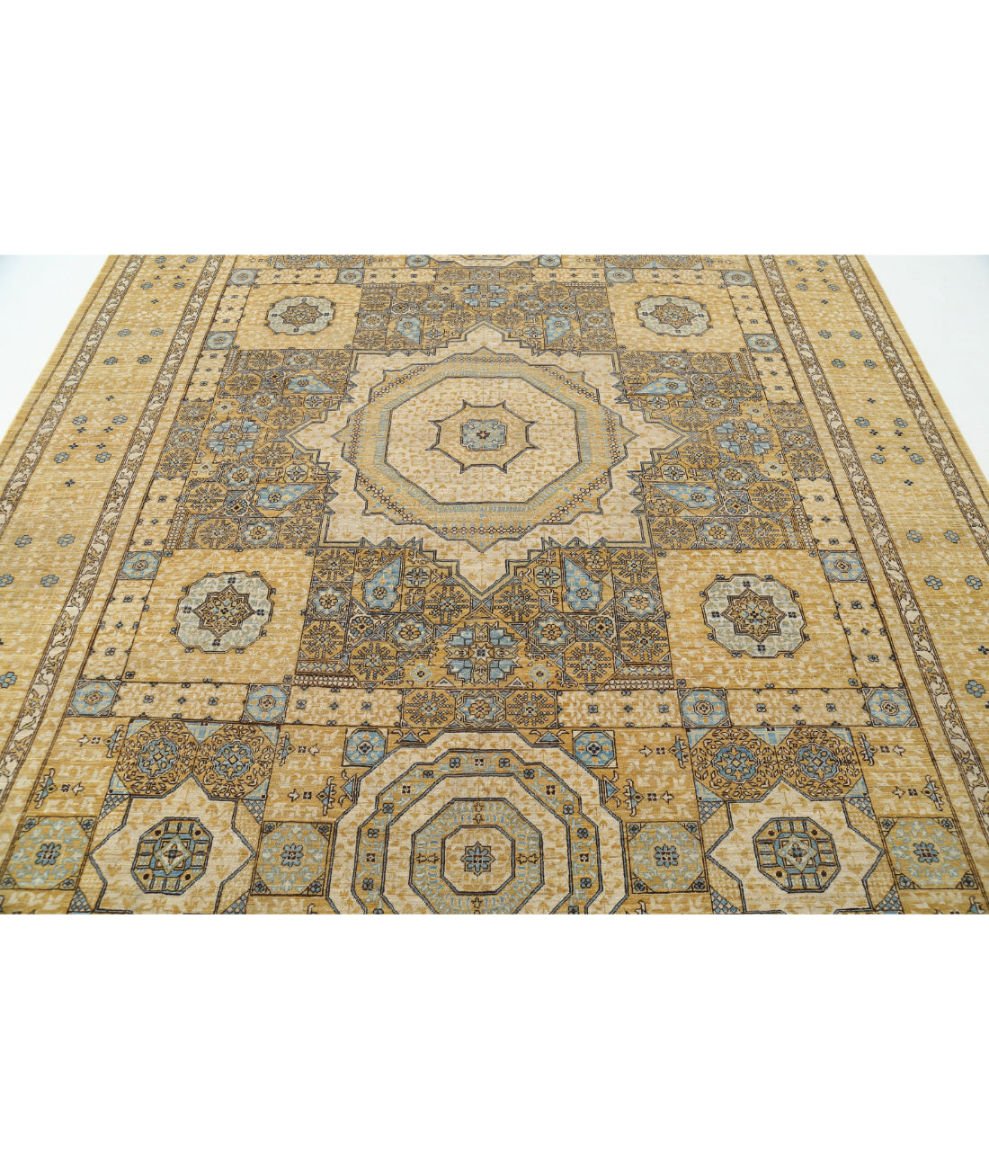 Hand Knotted Fine Mamluk Wool Rug - 7'10'' x 10'10'' 7'10'' x 10'10'' (235 X 325) / Gold / Ivory