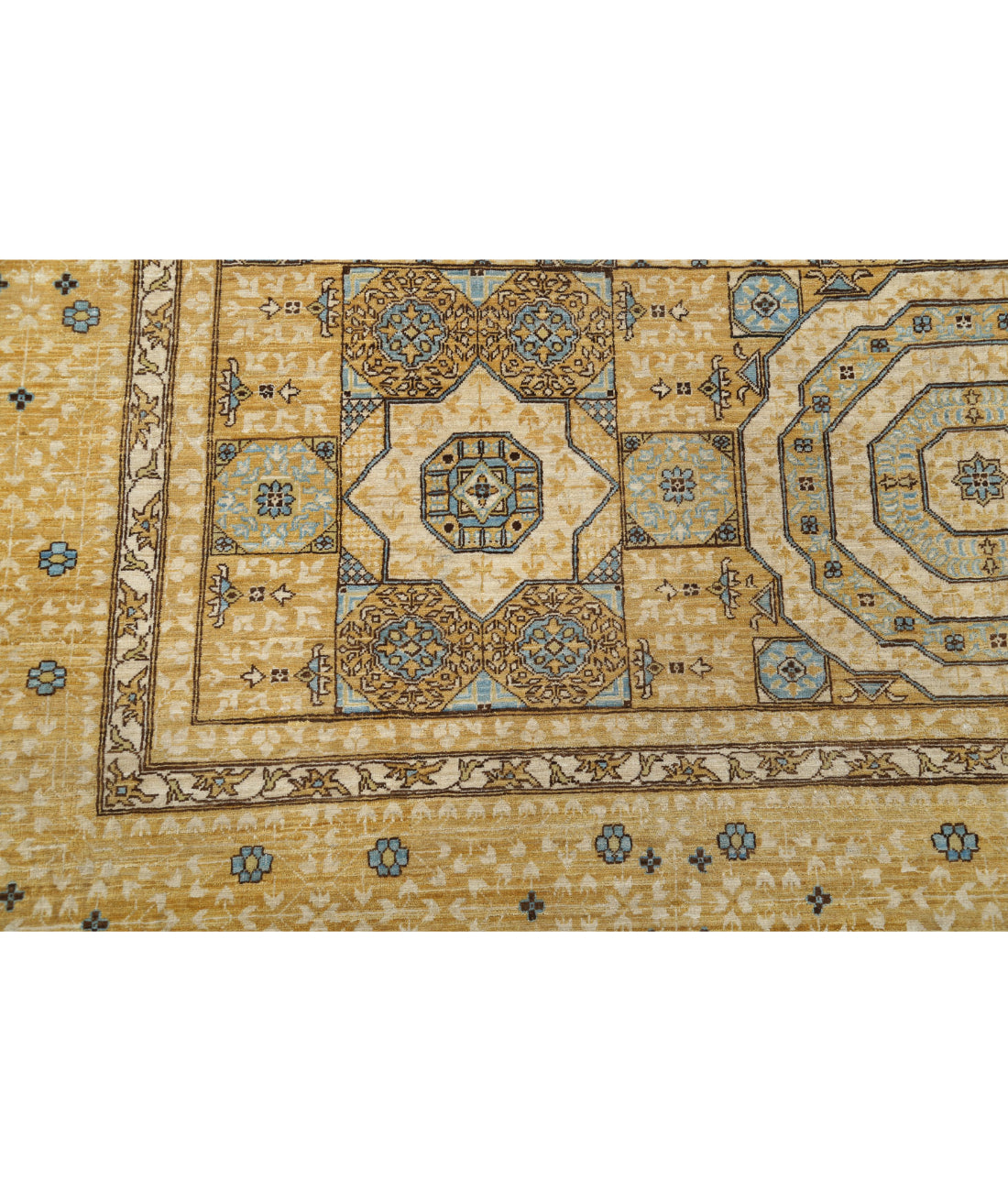 Hand Knotted Fine Mamluk Wool Rug - 7'10'' x 10'10'' 7'10'' x 10'10'' (235 X 325) / Gold / Ivory