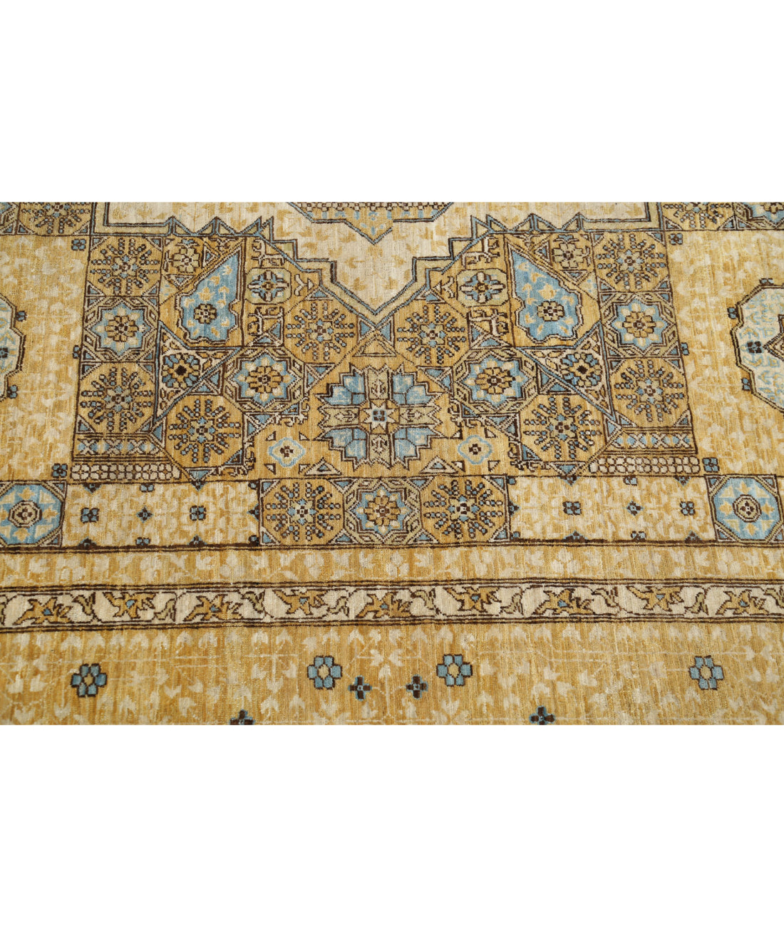Hand Knotted Fine Mamluk Wool Rug - 7'10'' x 10'10'' 7'10'' x 10'10'' (235 X 325) / Gold / Ivory