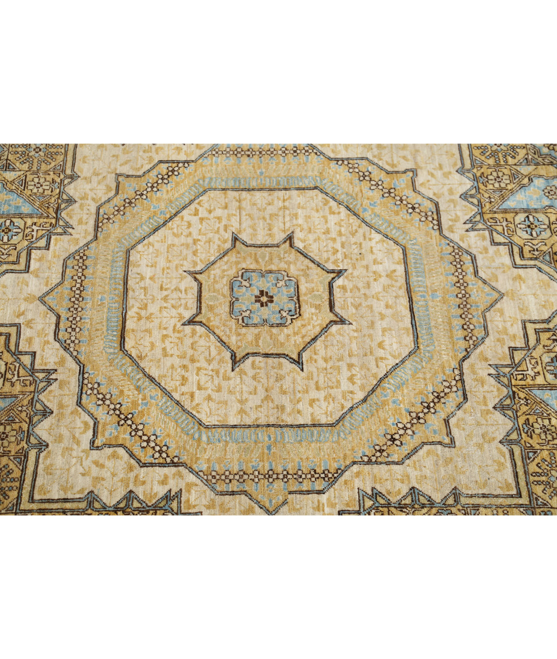 Hand Knotted Fine Mamluk Wool Rug - 7'10'' x 10'10'' 7'10'' x 10'10'' (235 X 325) / Gold / Ivory