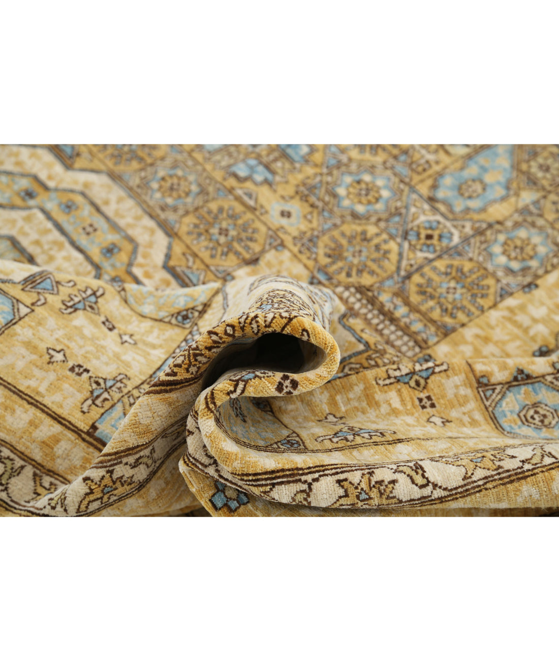 Hand Knotted Fine Mamluk Wool Rug - 7'10'' x 10'10'' 7'10'' x 10'10'' (235 X 325) / Gold / Ivory