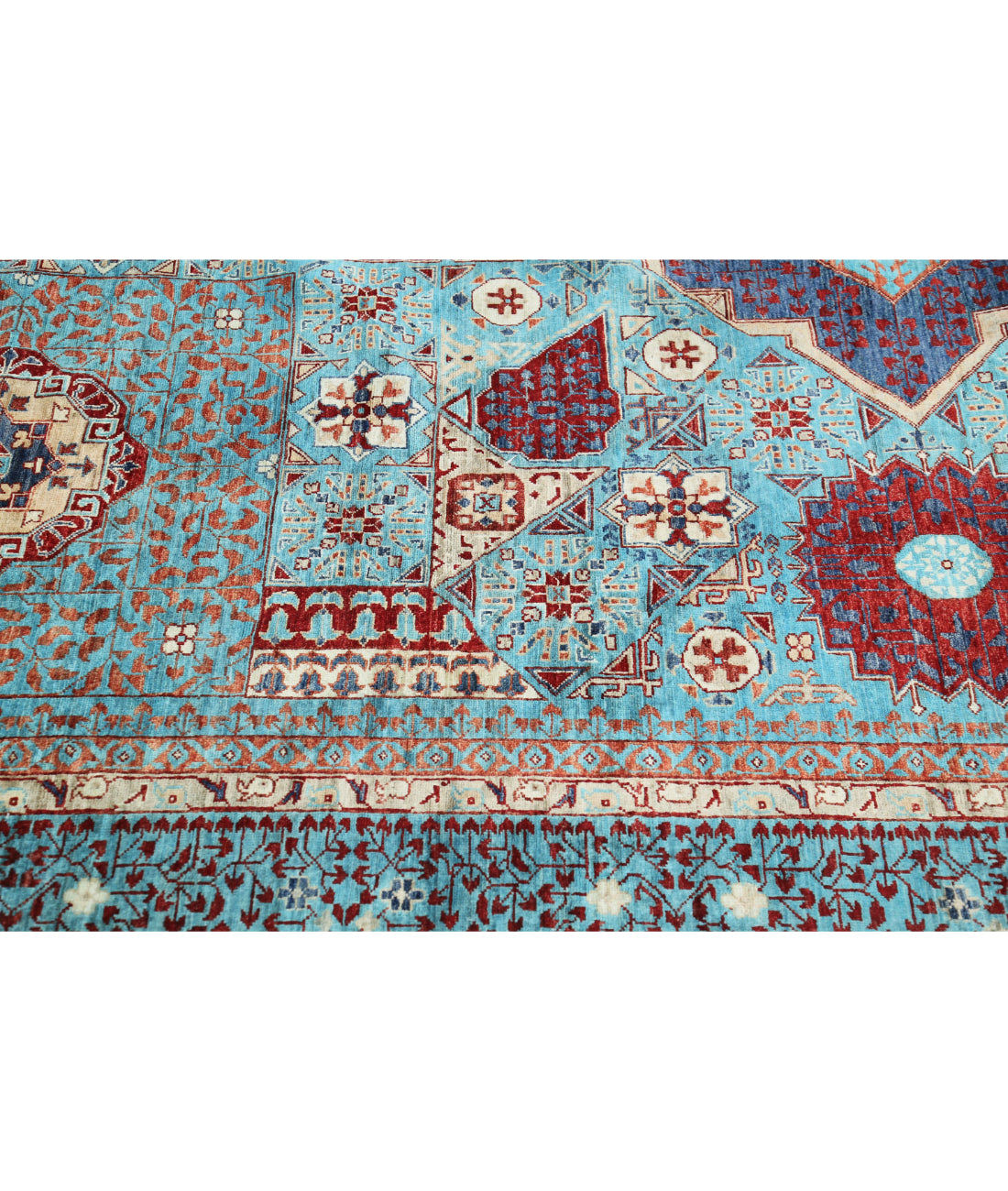 Hand Knotted Fine Mamluk Wool Rug - 11'11'' x 17'5'' 11'11'' x 17'5'' (358 X 523) / Blue / Blue