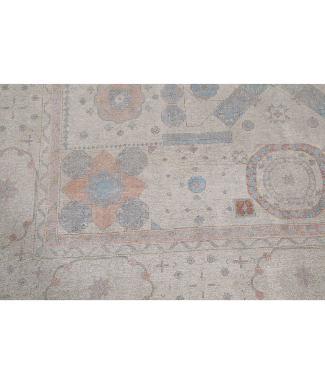 Hand Knotted Fine Mamluk Wool Rug - 7'11'' x 9'9'' 7'11'' x 9'9'' (238 X 293) / Ivory / Blue