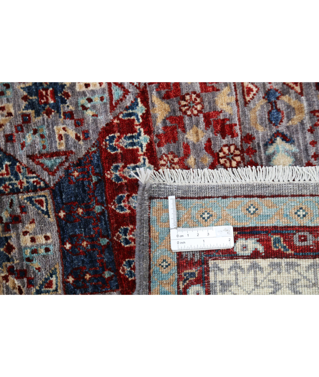 Hand Knotted Fine Mamluk Wool Rug - 8'9'' x 12'3'' 8'9'' x 12'3'' (263 X 368) / Grey / Ivory