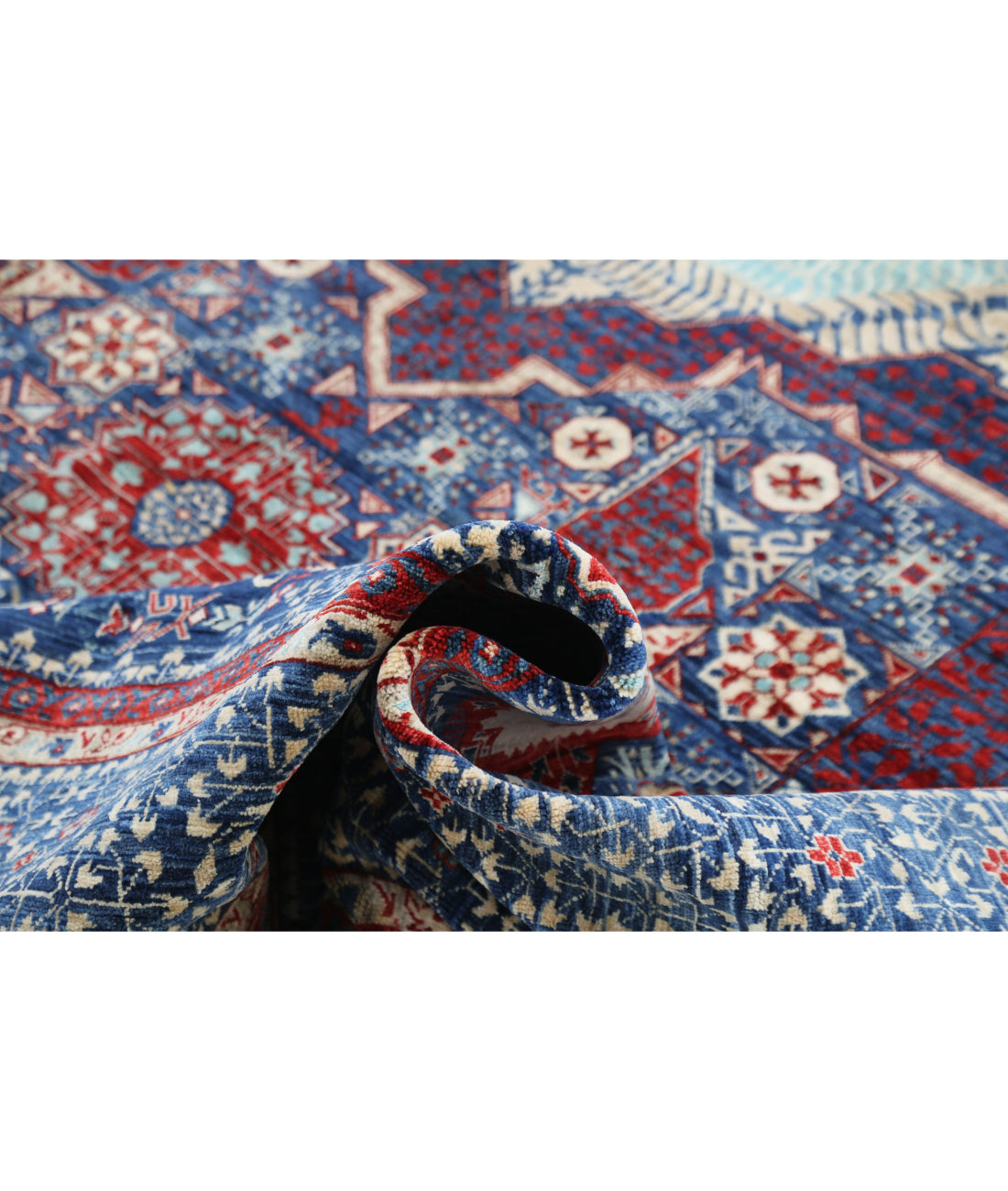 Hand Knotted Fine Mamluk Wool Rug - 9'11'' x 13'11'' 9'11'' x 13'11'' (298 X 418) / Blue / Blue