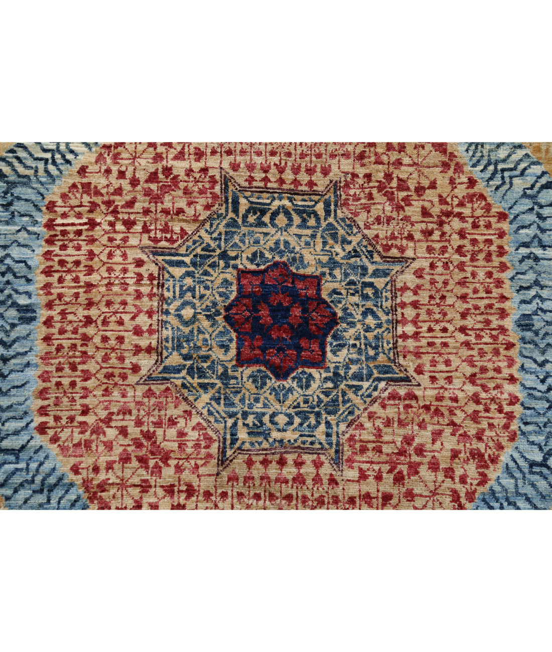 Hand Knotted Fine Mamluk Wool Rug - 8'3'' x 10'3'' 8'3'' x 10'3'' (248 X 308) / Beige / Red