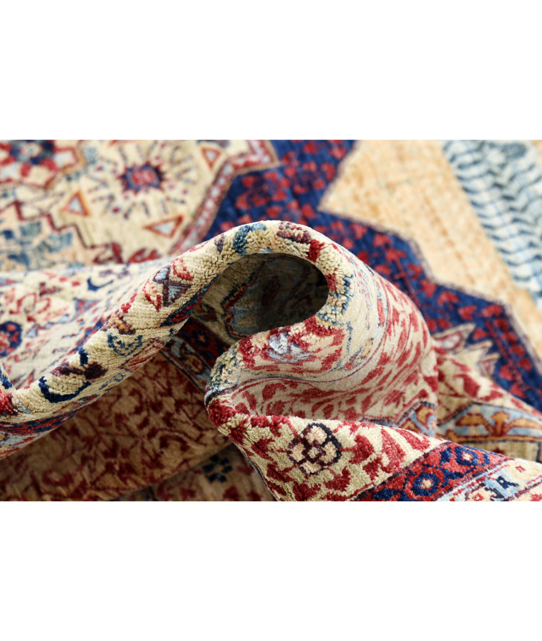 Hand Knotted Fine Mamluk Wool Rug - 8'3'' x 10'3'' 8'3'' x 10'3'' (248 X 308) / Beige / Red