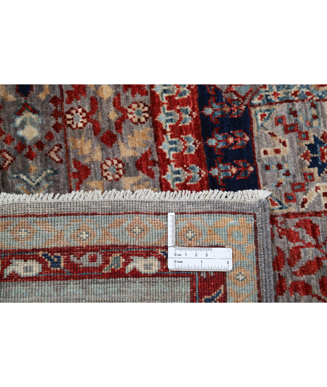 Hand Knotted Fine Mamluk Wool Rug - 8'10'' x 11'10'' 8'10'' x 11'10'' (265 X 355) / Grey / Blue
