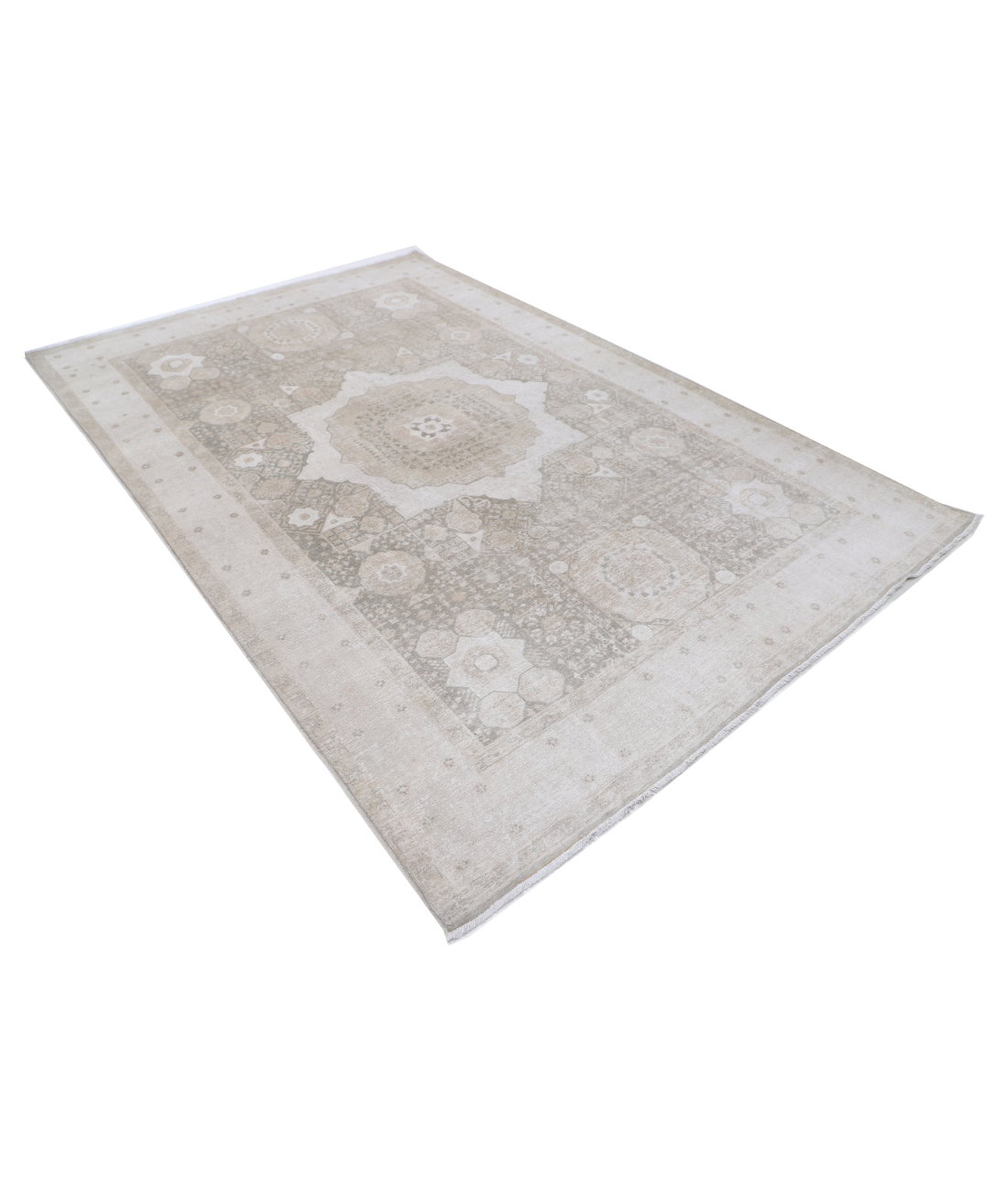 Hand Knotted Mamluk Wool Rug 6' 6" X 9' 6"