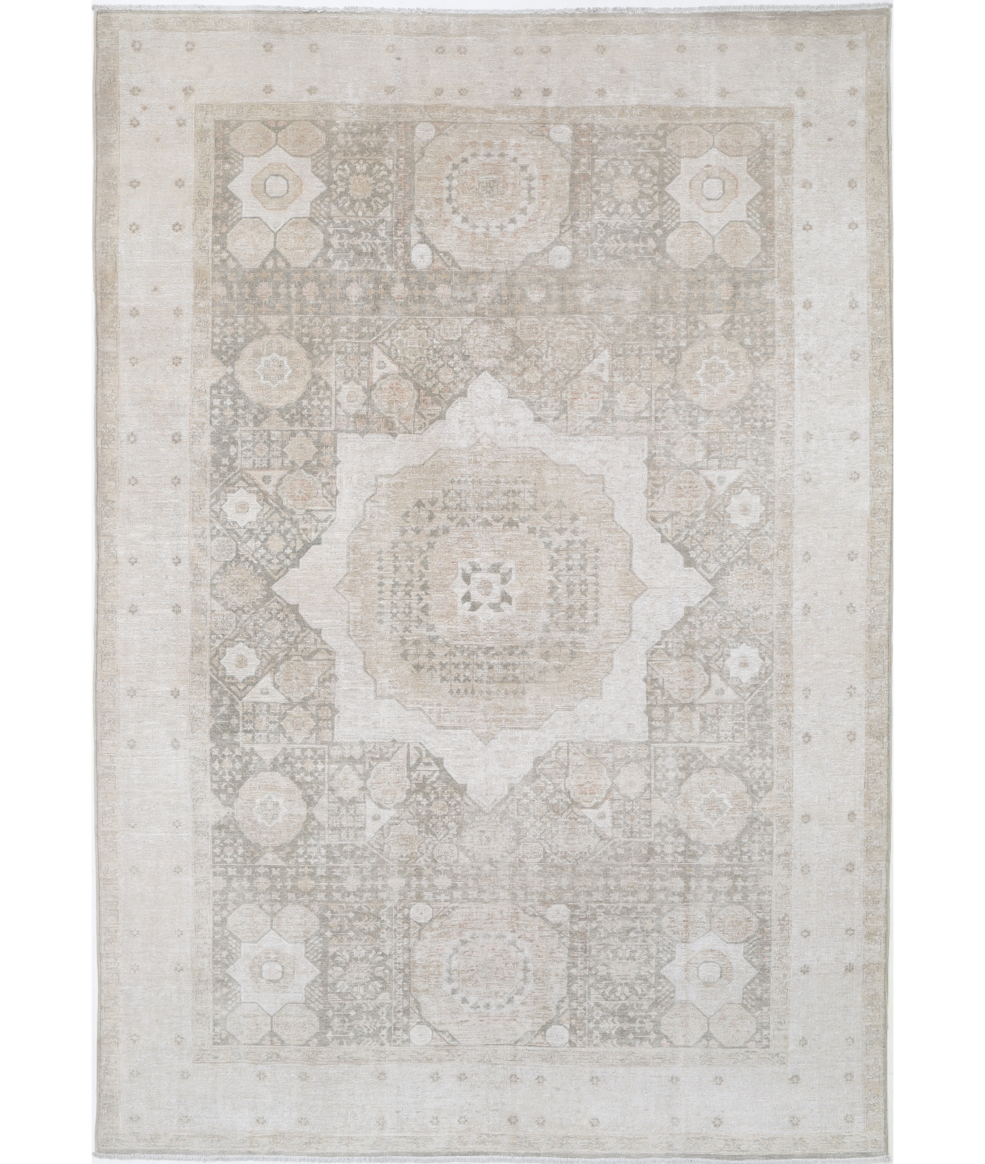 Hand Knotted Mamluk Wool Rug 6' 6" X 9' 6"
