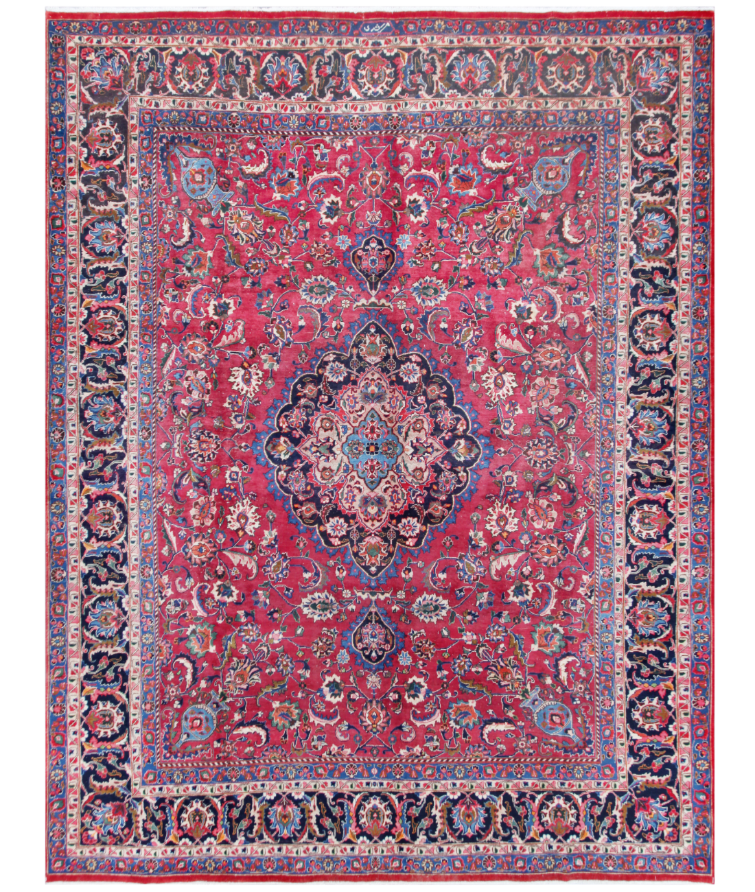 Hand Knotted Mashad Wool Rug  - 9&#39; 7&quot; X 12&#39; 3&quot;