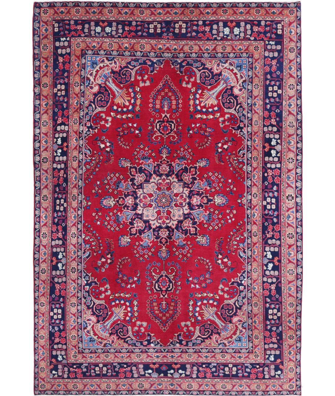 Hand Knotted Persian Mashad Wool Rug - 6&#39;4&#39;&#39; x 9&#39;4&#39;&#39; 6&#39;4&#39;&#39; x 9&#39;4&#39;&#39; (190 X 280) / Red / Blue