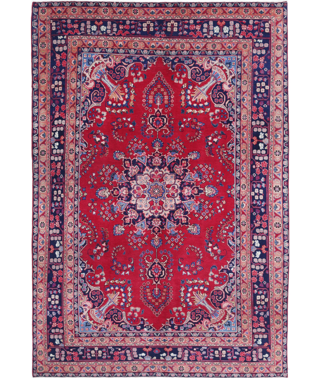 Hand Knotted Oriental Mashad Wool Rug - 6'4'' x 9'4''