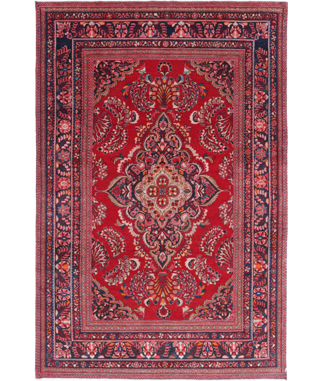 Hand Knotted Oriental Mashad Wool Rug - 7'8'' x 11'11''