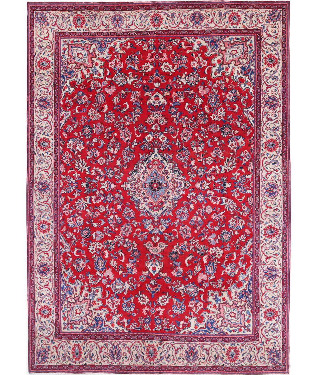 Hand Knotted Oriental Mashad Wool Rug - 8'6'' x 12'1''