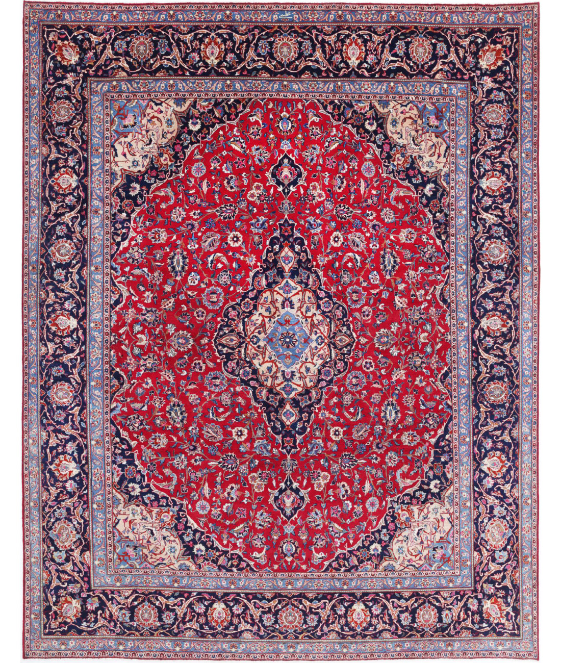 Hand Knotted Persian Mashad Wool Rug - 9&#39;8&#39;&#39; x 12&#39;6&#39;&#39; 9&#39;8&#39;&#39; x 12&#39;6&#39;&#39; (290 X 375) / Red / Black