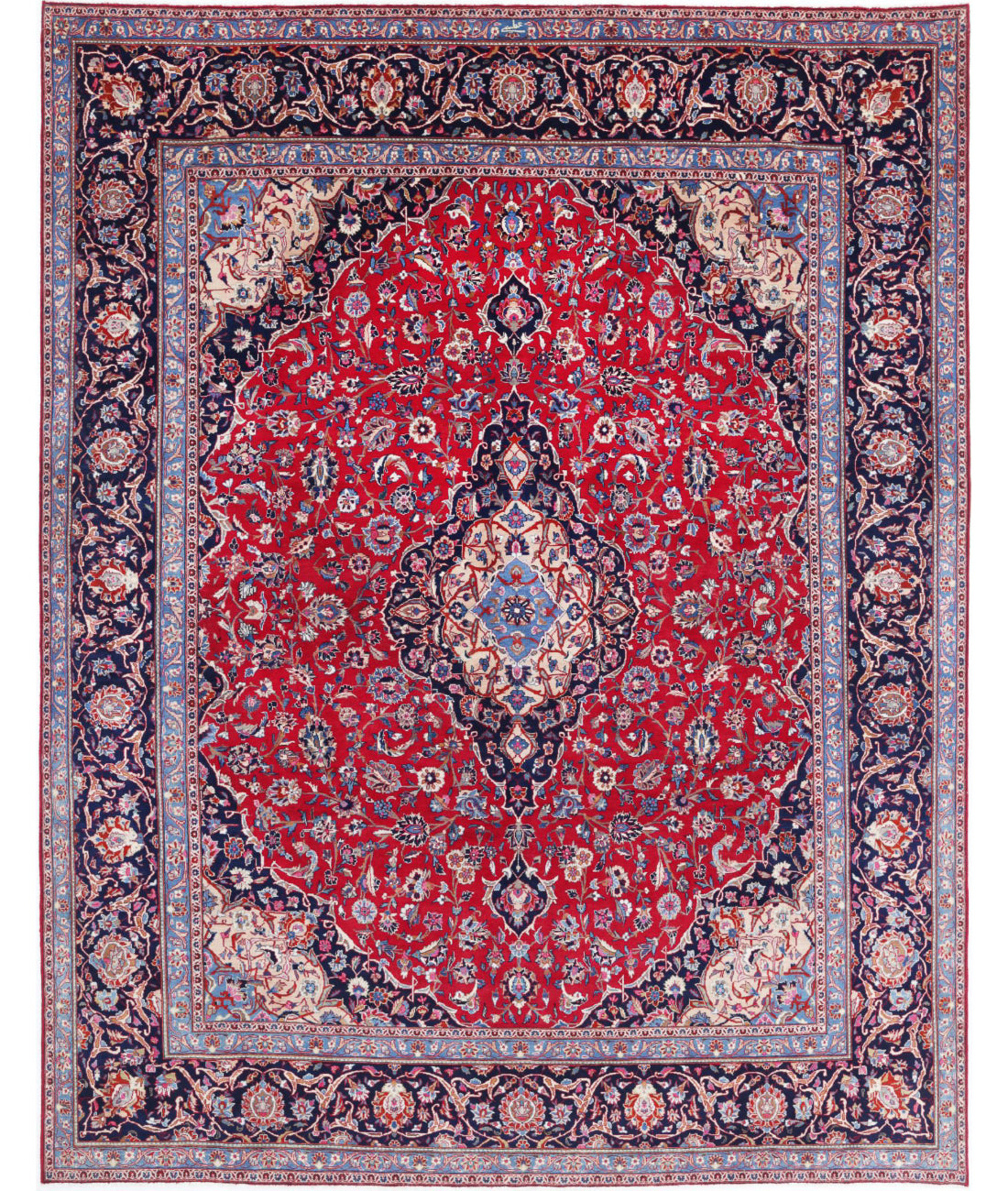 Hand Knotted Oriental Mashad Wool Rug - 9'8'' x 12'6''