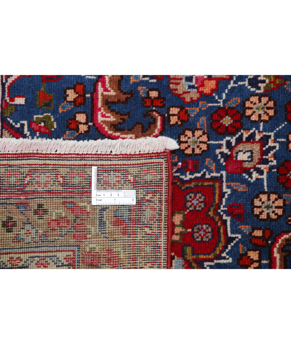 Hand Knotted Persian Mashad Wool Rug - 9'5'' x 13'4'' 9'5'' x 13'4'' (283 X 400) / Red / Blue