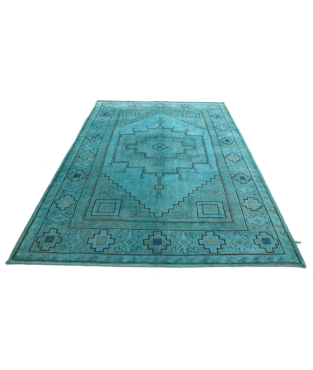 Hand Knotted Vintage Turkish Milas Wool Rug - 6'3'' x 9'1'' 6'3'' x 9'1'' (188 X 273) / Teal / Charcoal