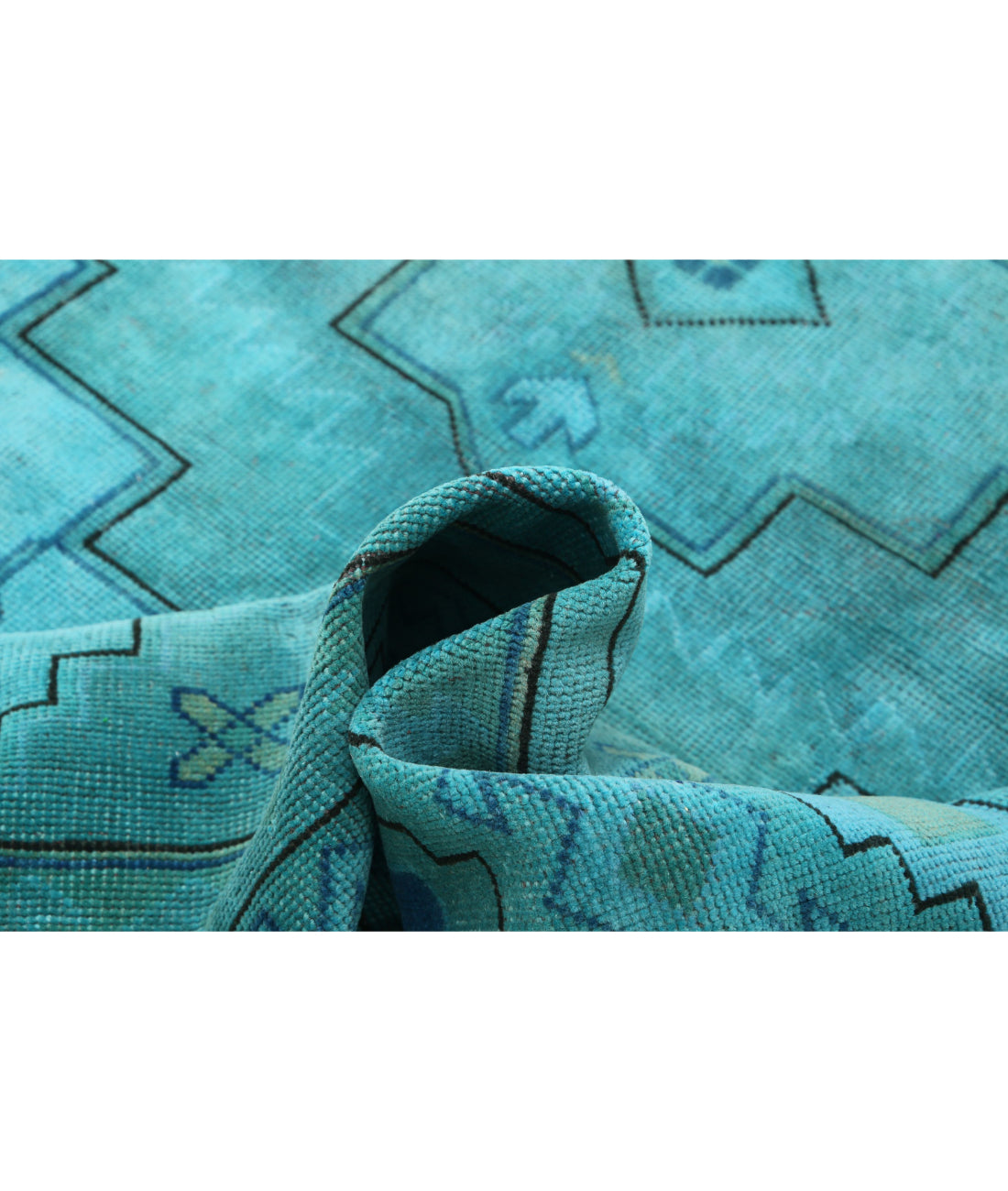Hand Knotted Vintage Turkish Milas Wool Rug - 6'3'' x 9'1'' 6'3'' x 9'1'' (188 X 273) / Teal / Charcoal