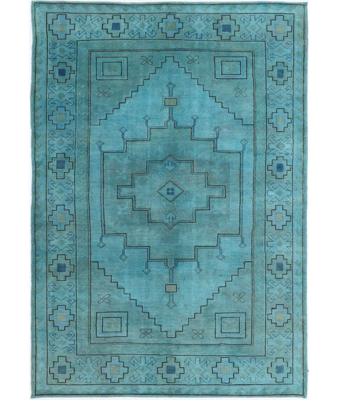 Hand Knotted Vintage Turkish Milas Wool Rug - 6'3'' x 9'1''