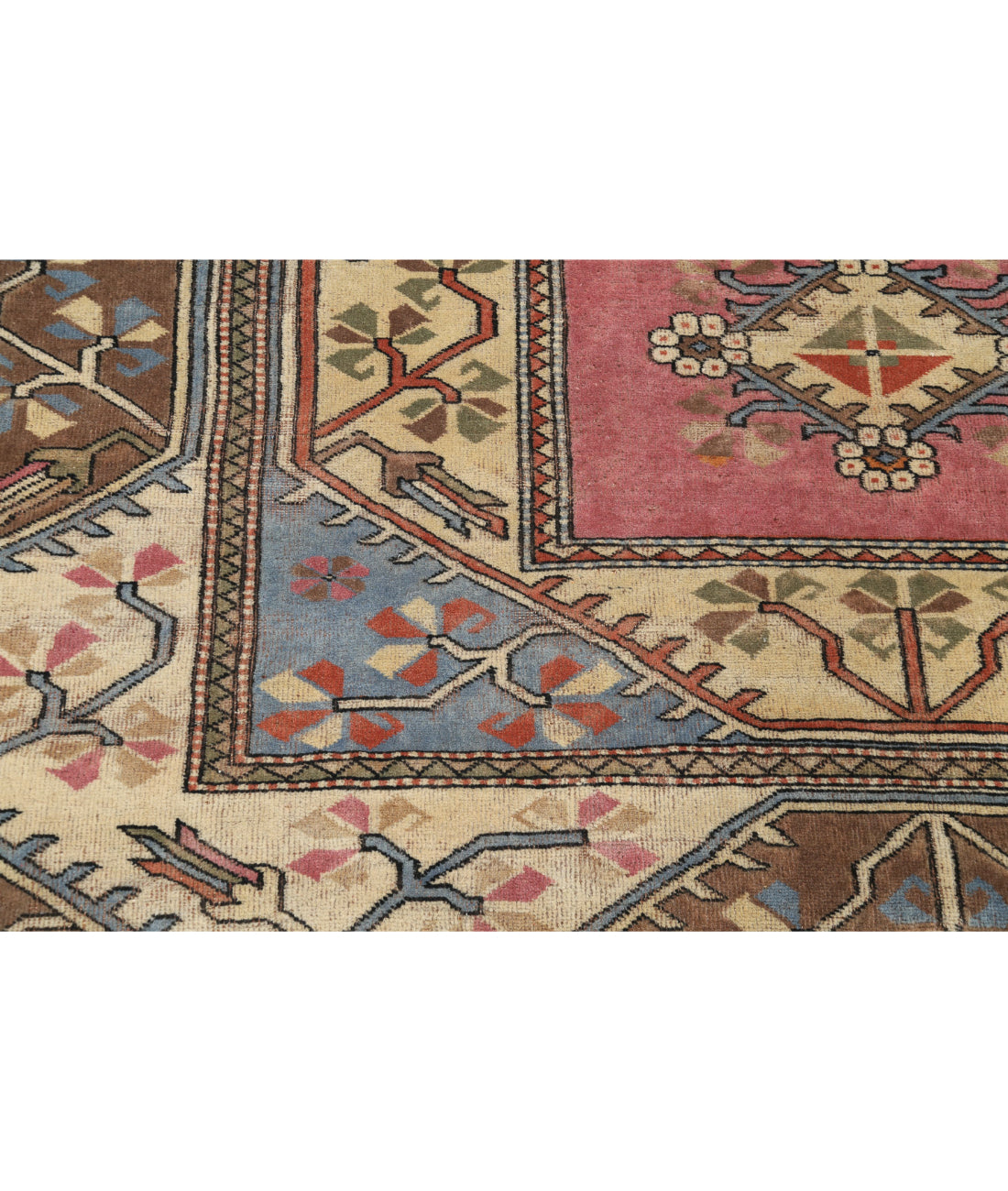 Hand Knotted Vintage Turkish Milas Wool Rug - 6'9'' x 9'3'' 6'9'' x 9'3'' (203 X 278) / Pink / Ivory