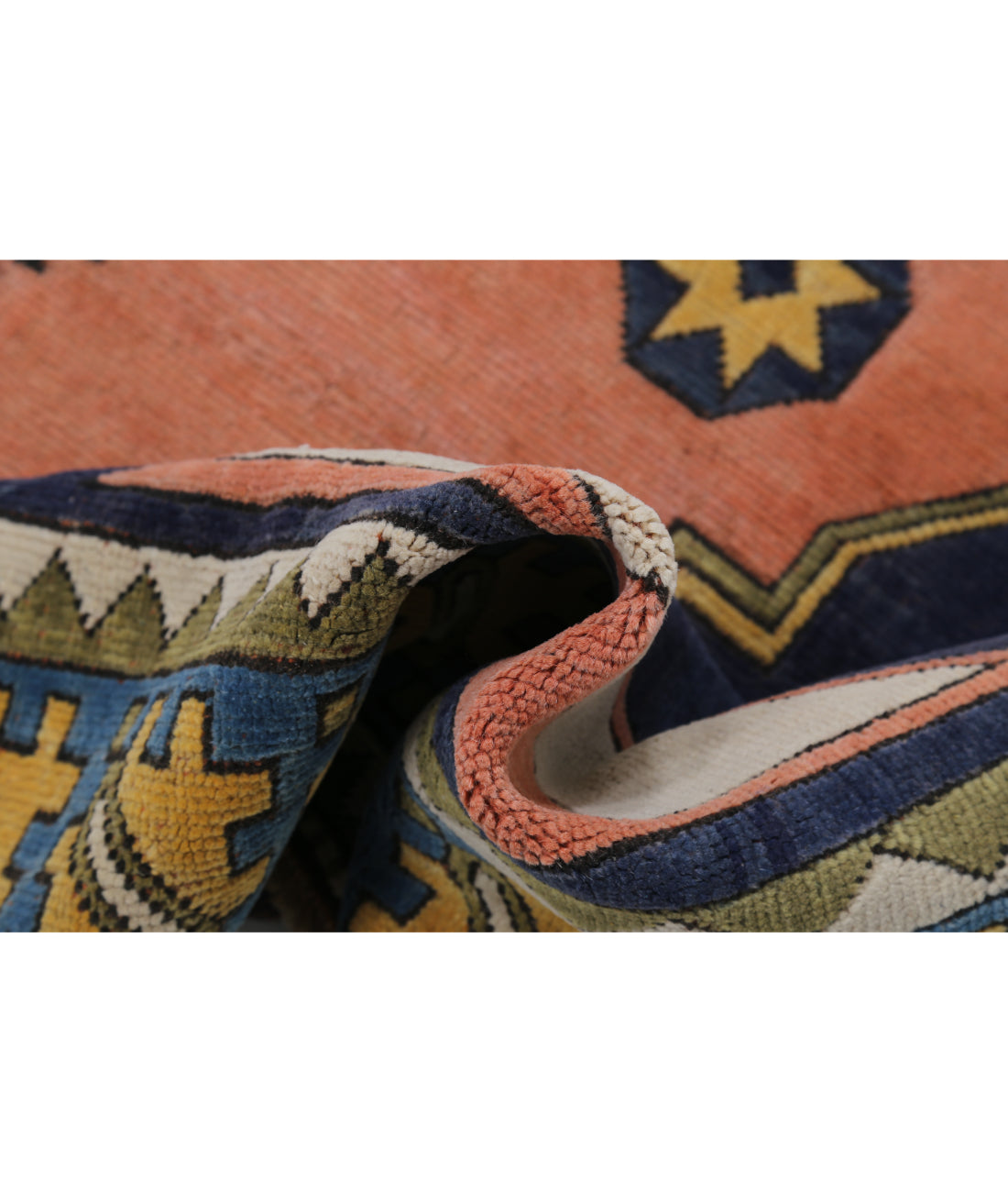 Hand Knotted Vintage Turkish Milas Wool Rug - 8'2'' x 10'10'' 8'2'' x 10'10'' (245 X 325) / Pink / Blue