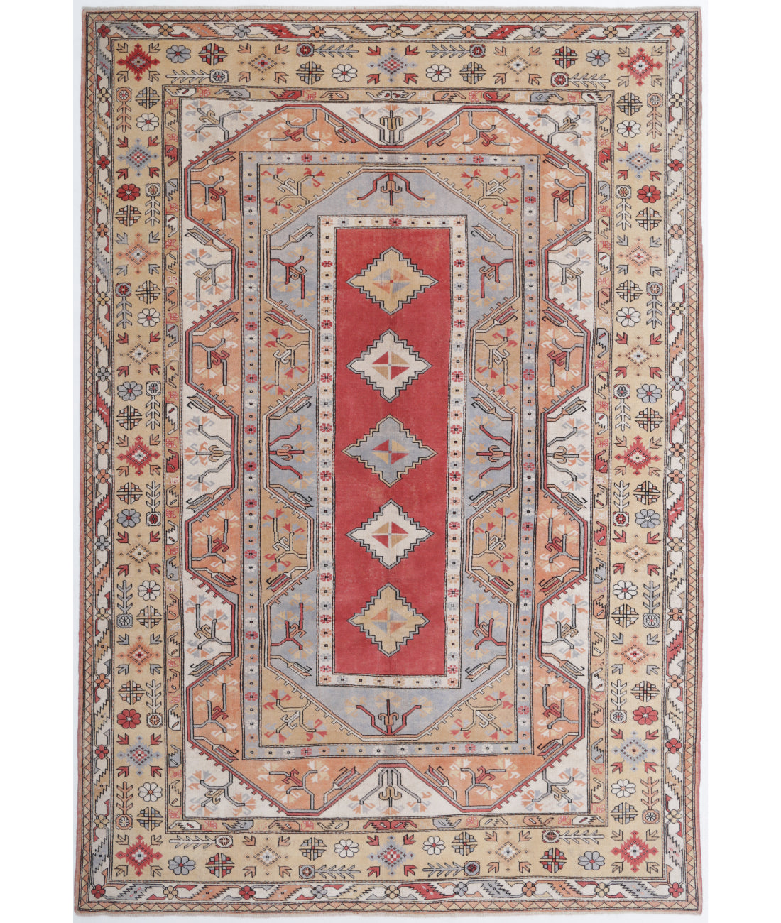 Hand Knotted Vintage Turkish Milas Wool Rug - 8&#39;4&#39;&#39; x 12&#39;4&#39;&#39; 8&#39;4&#39;&#39; x 12&#39;4&#39;&#39; (250 X 370) / Multi / Gold