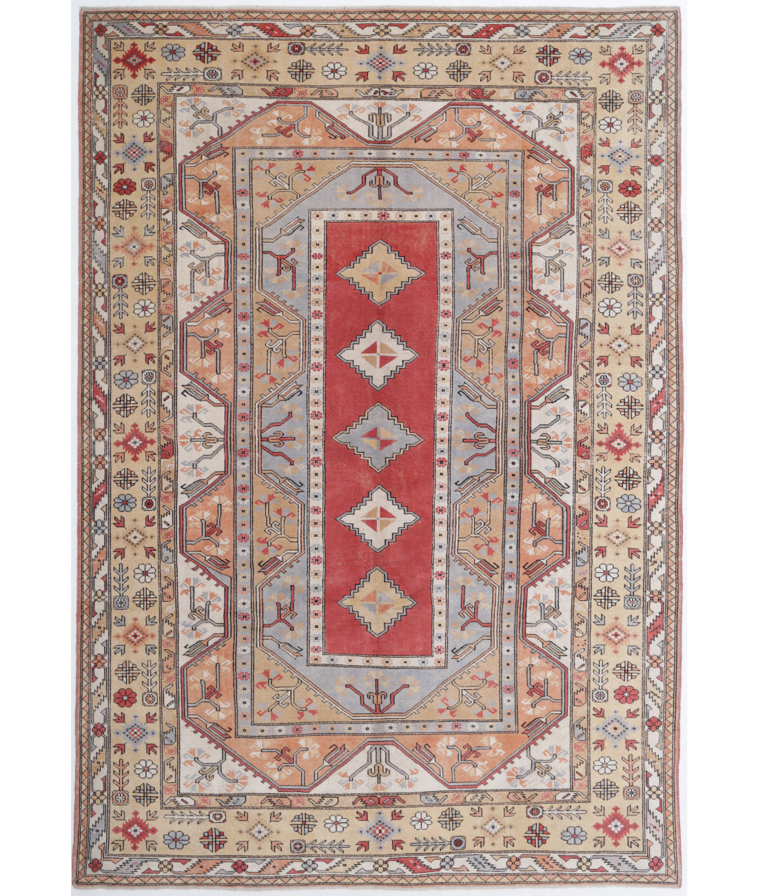 Hand Knotted Vintage Turkish Milas Wool Rug - 8'4'' x 12'4''