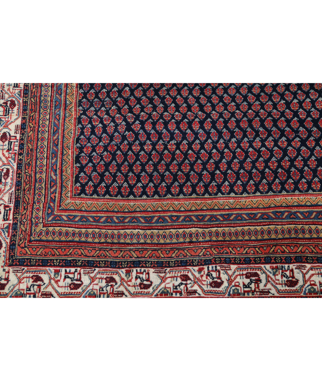 Hand Knotted Persian Mir Saraband Wool Rug - 9'0'' x 11'4'' 9'0'' x 11'4'' (270 X 340) / Blue / Beige