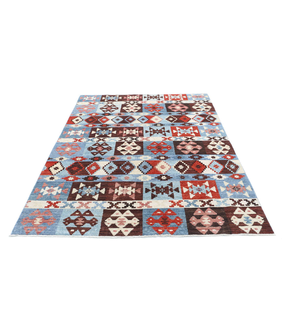 Hand Knotted Modcar Wool Rug - 5'7'' x 7'11'' 5'7'' x 7'11'' (168 X 238) / Multi / Multi