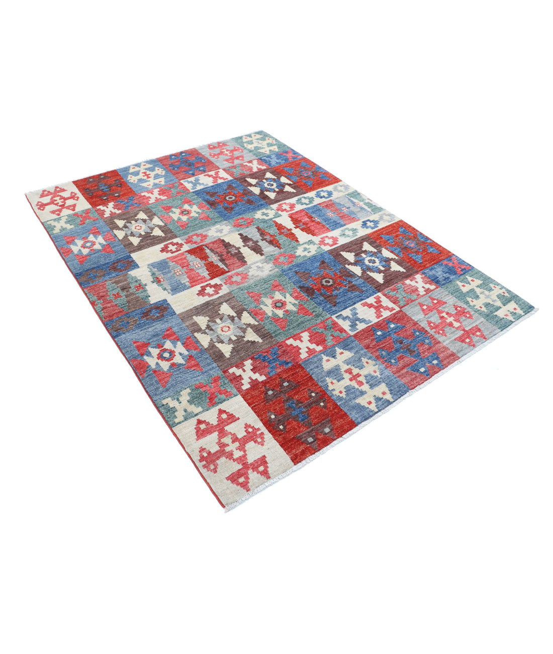 Hand Knotted Modcar Wool Rug - 4'10'' x 6'5'' 4'10'' x 6'5'' (145 X 193) / Multi / Multi