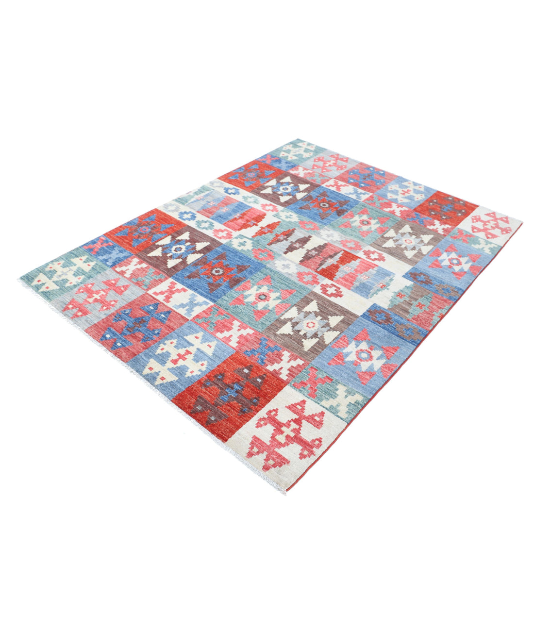 Hand Knotted Modcar Wool Rug - 4'10'' x 6'5'' 4'10'' x 6'5'' (145 X 193) / Multi / Multi