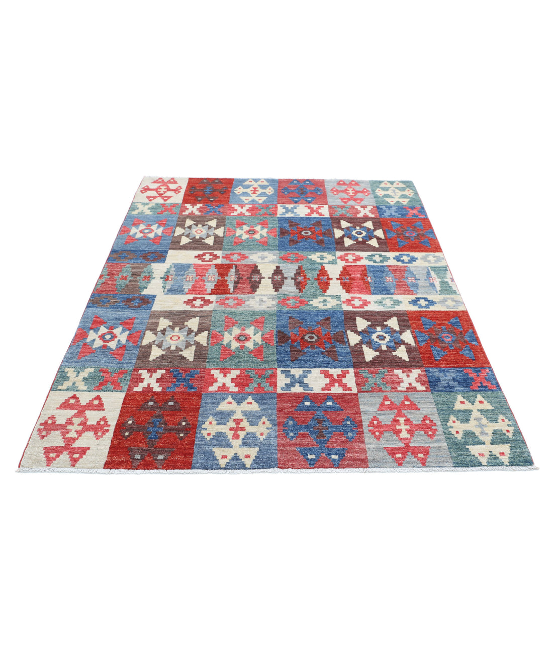Hand Knotted Modcar Wool Rug - 4'10'' x 6'5'' 4'10'' x 6'5'' (145 X 193) / Multi / Multi