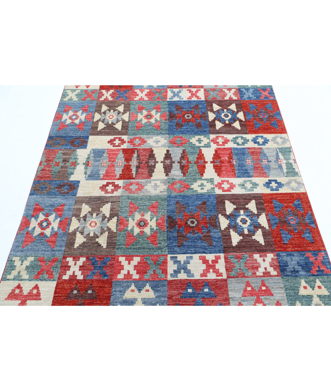 Hand Knotted Modcar Wool Rug - 4'10'' x 6'5'' 4'10'' x 6'5'' (145 X 193) / Multi / Multi