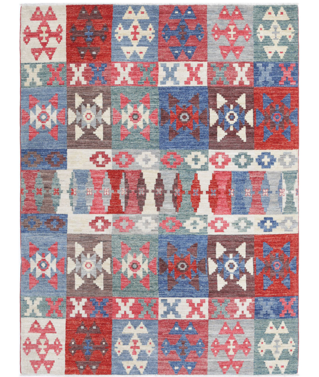 Hand Knotted Modcar Wool Rug - 4'10'' x 6'5''