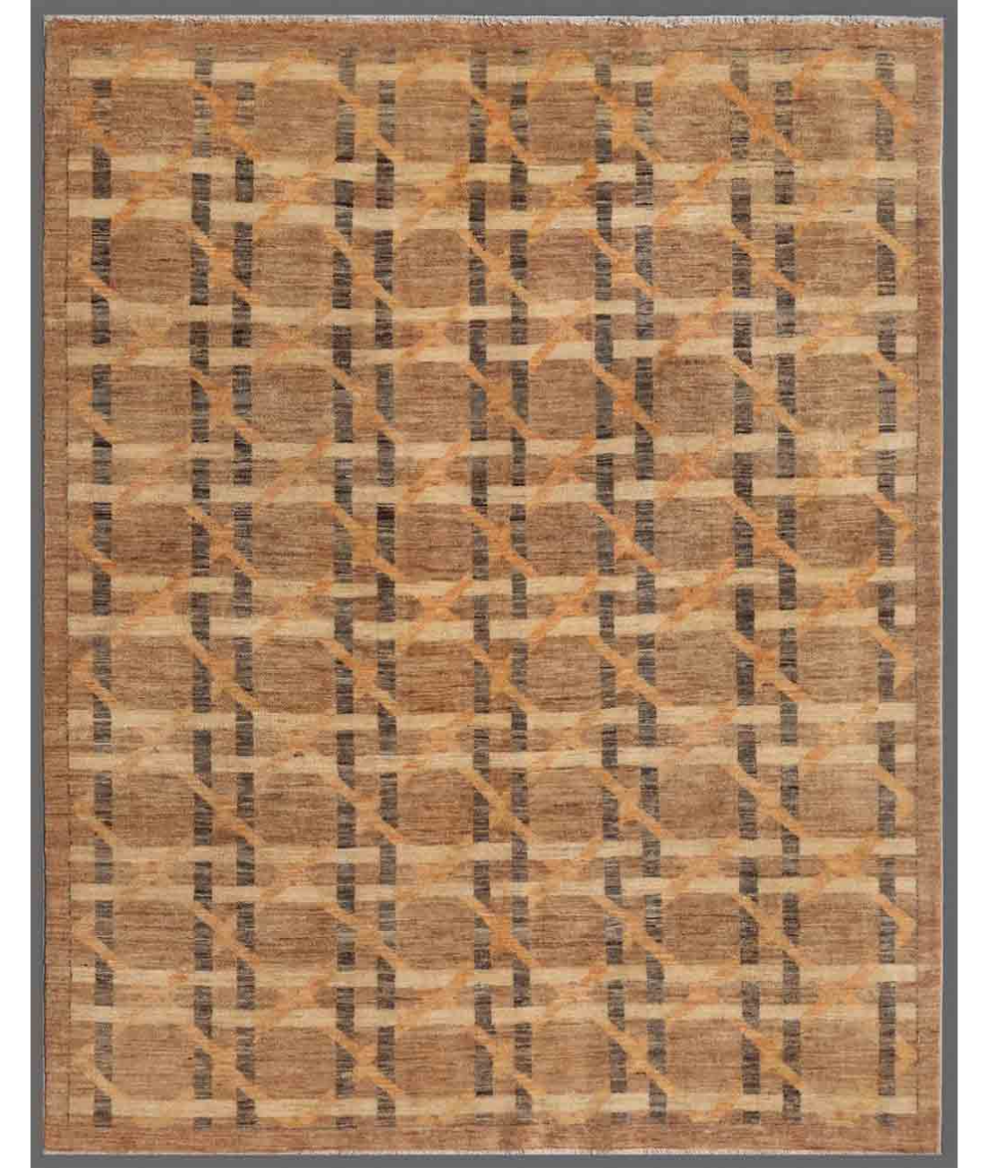 Hand Knotted Modcar Wool Rug  - 5&#39; 1&quot; X 6&#39; 3&quot;