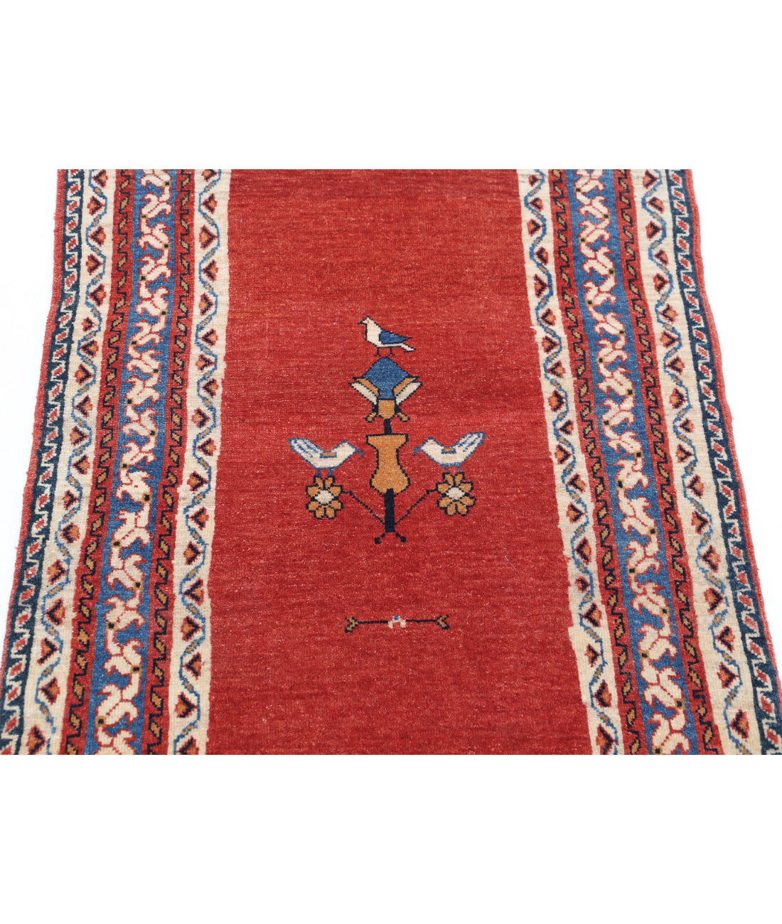 Hand Knotted Persian Gabbeh Wool Rug - 2'4'' x 3'6'' 2'4'' x 3'6'' (70 X 105) / Rust / Blue