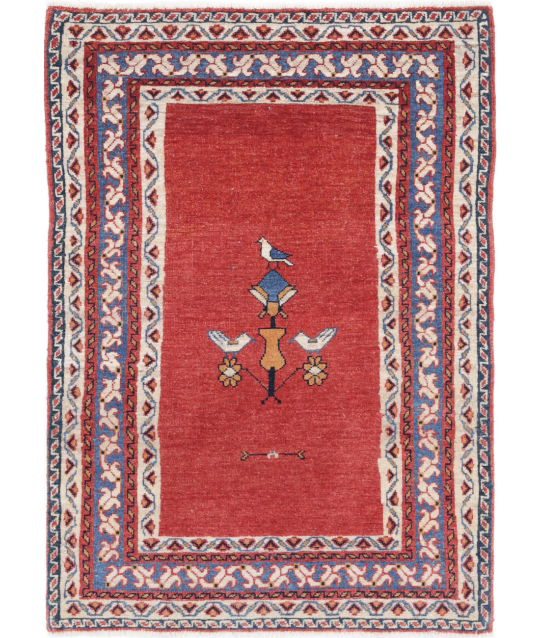 Hand Knotted Persian Gabbeh Wool Rug - 2&#39;4&#39;&#39; x 3&#39;6&#39;&#39; 2&#39;4&#39;&#39; x 3&#39;6&#39;&#39; (70 X 105) / Rust / Blue