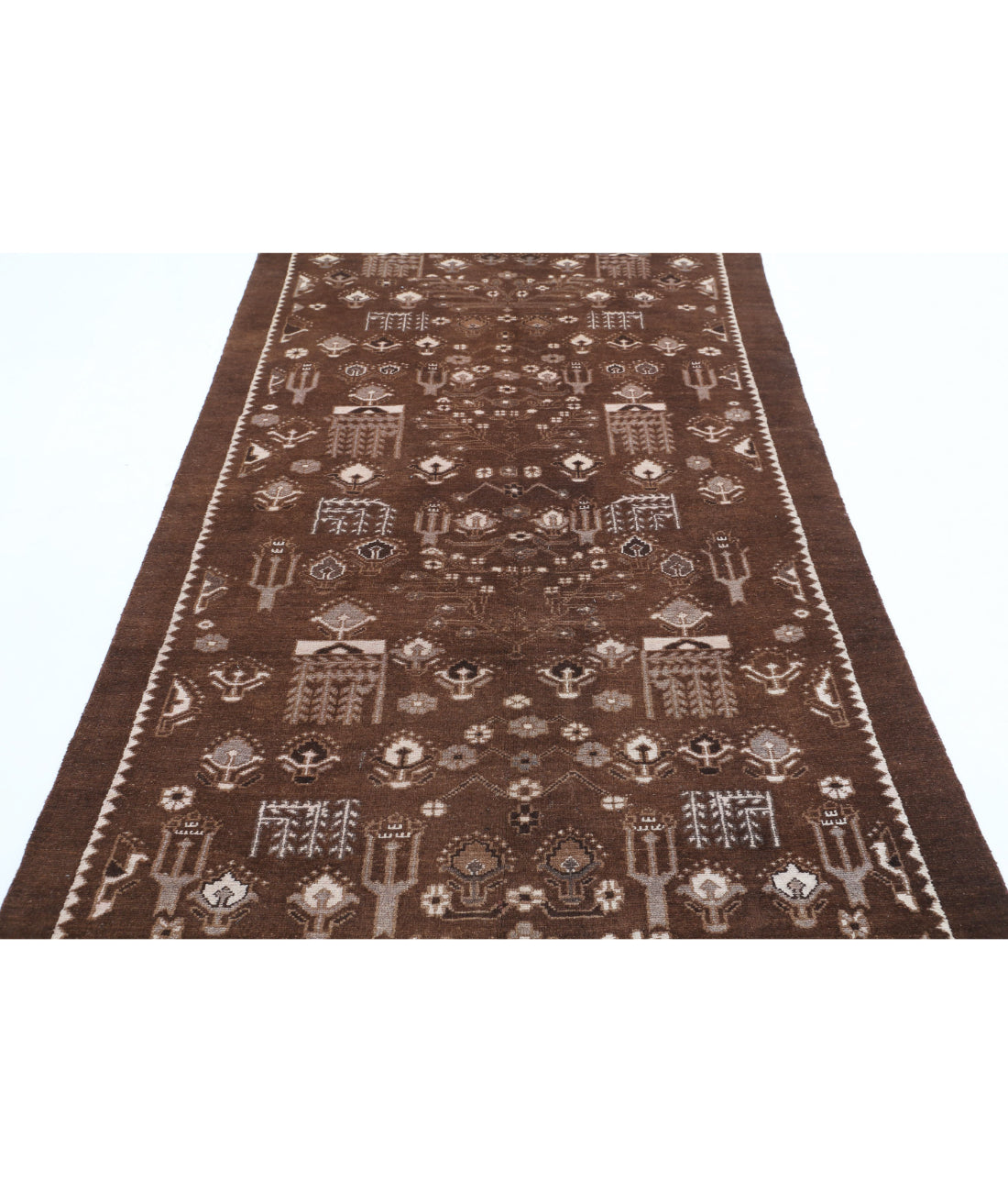 Hand Knotted Vintage Persian Gabbeh Wool Rug - 4'9'' x 9'0'' 4'9'' x 9'0'' (143 X 270) / Brown / Ivory