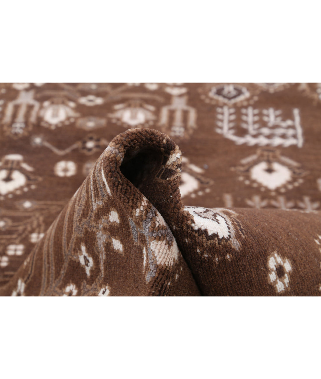 Hand Knotted Vintage Persian Gabbeh Wool Rug - 4'9'' x 9'0'' 4'9'' x 9'0'' (143 X 270) / Brown / Ivory