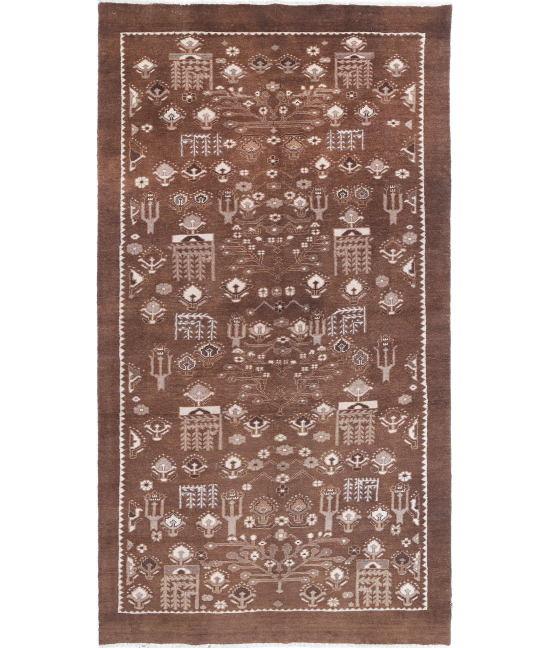 Hand Knotted Vintage Wool Rug - 4'9'' x 9'0''