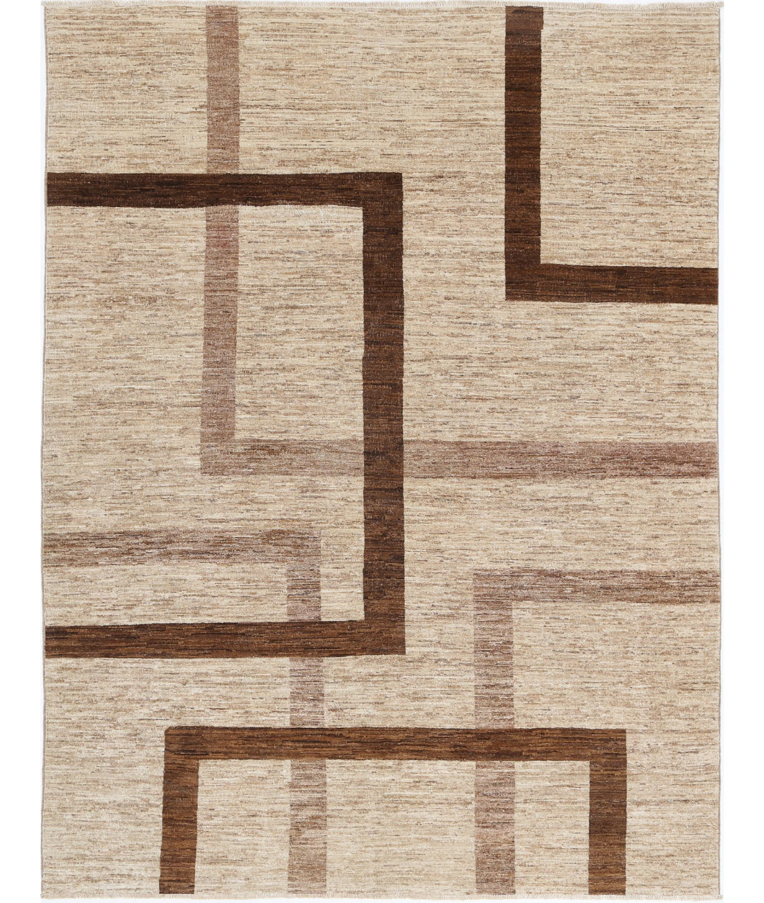 Hand Knotted Modcar Wool Rug - 5&#39;7&#39;&#39; x 7&#39;5&#39;&#39; 5&#39;7&#39;&#39; x 7&#39;5&#39;&#39; (168 X 223) / Brown / Brown