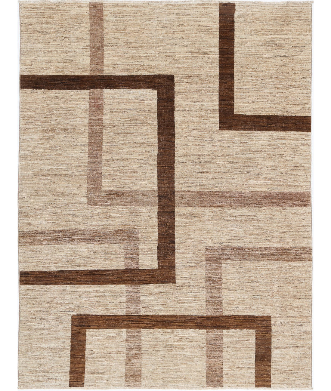 Hand Knotted Modcar Wool Rug - 5'7'' x 7'5''