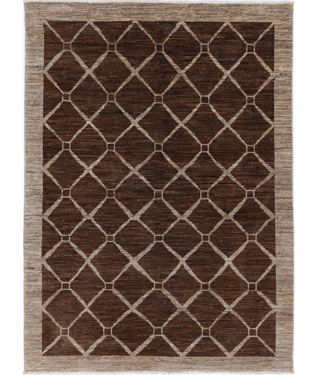Hand Knotted Modcar Wool Rug - 4'0'' x 5'5''