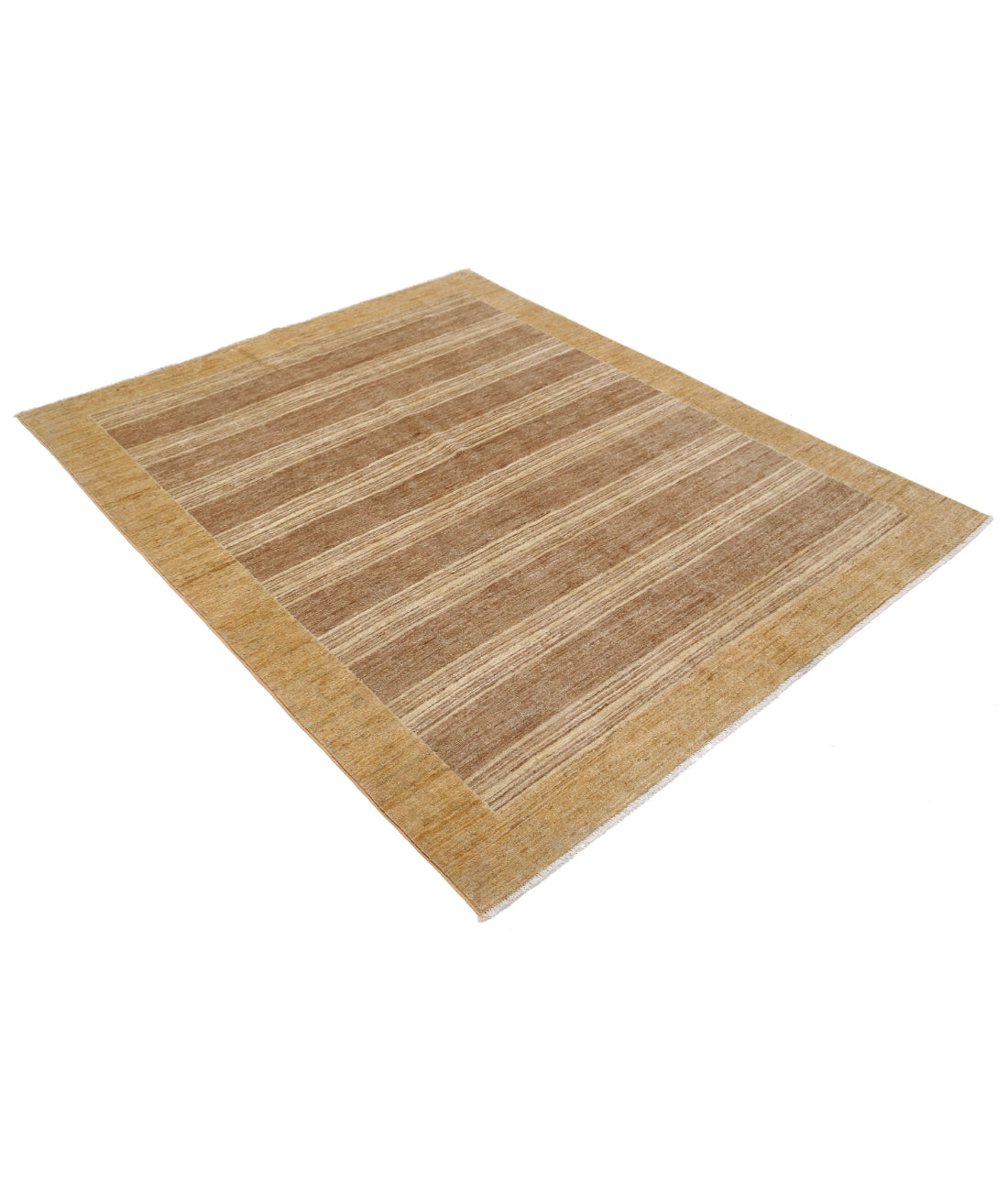 Hand Knotted Modcar Wool Rug - 5'0'' x 6'4'' 5'0'' x 6'4'' (150 X 190) / Brown / Gold