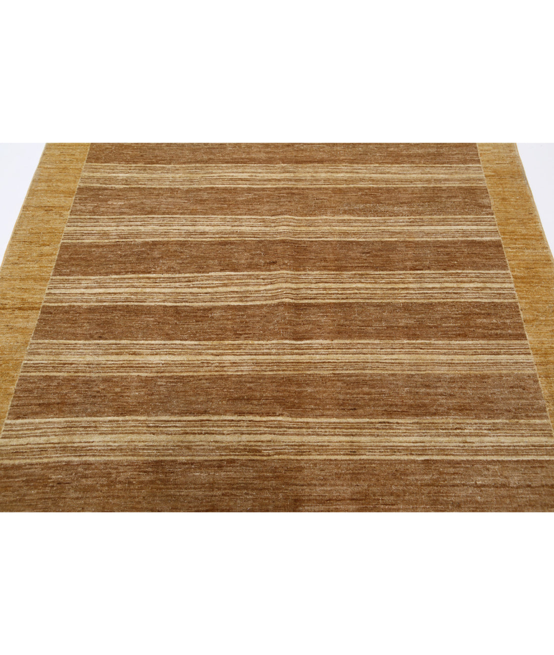 Hand Knotted Modcar Wool Rug - 5'0'' x 6'4'' 5'0'' x 6'4'' (150 X 190) / Brown / Gold