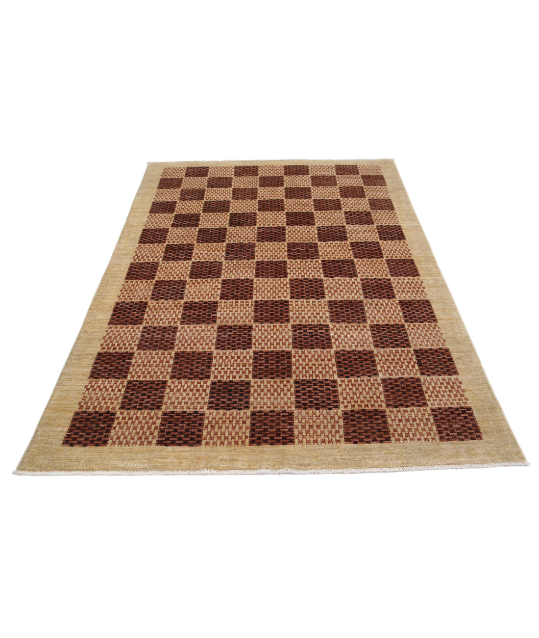 Hand Knotted Modcar Wool Rug - 4'11'' x 6'10'' 4'11'' x 6'10'' (148 X 205) / Ivory / Ivory