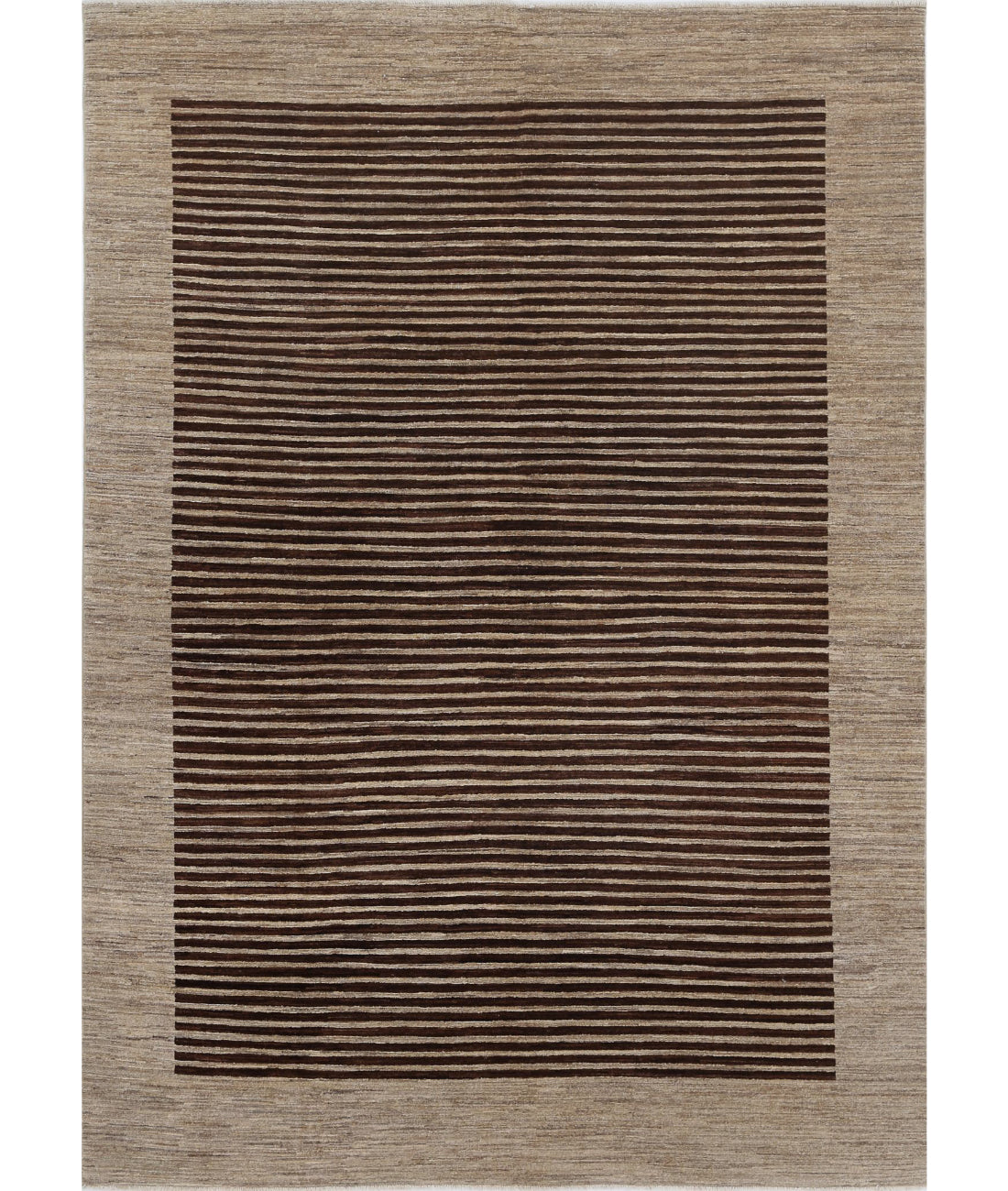 Hand Knotted Modcar Wool Rug - 6&#39;4&#39;&#39; x 8&#39;9&#39;&#39; 6&#39;4&#39;&#39; x 8&#39;9&#39;&#39; (190 X 263) / Brown / Brown