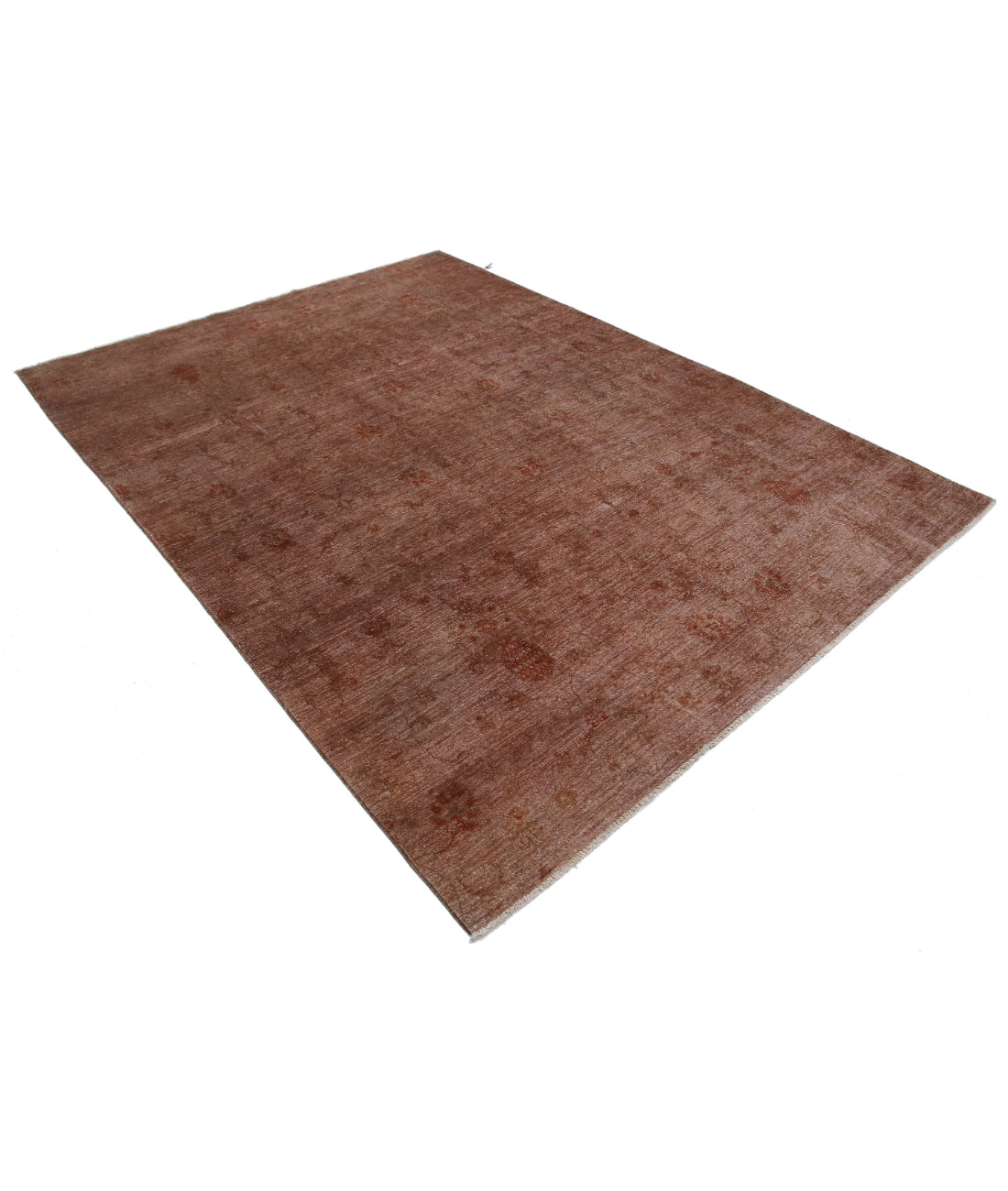 Hand Knotted Overdye Wool Rug - 6'5'' x 8'7'' 6'5'' x 8'7'' (193 X 258) / Brown / Red
